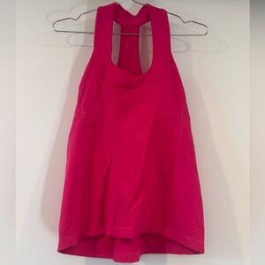 Vintage Lululemon Pink Halter Tank with Shelf Bra & Mesh Racerback